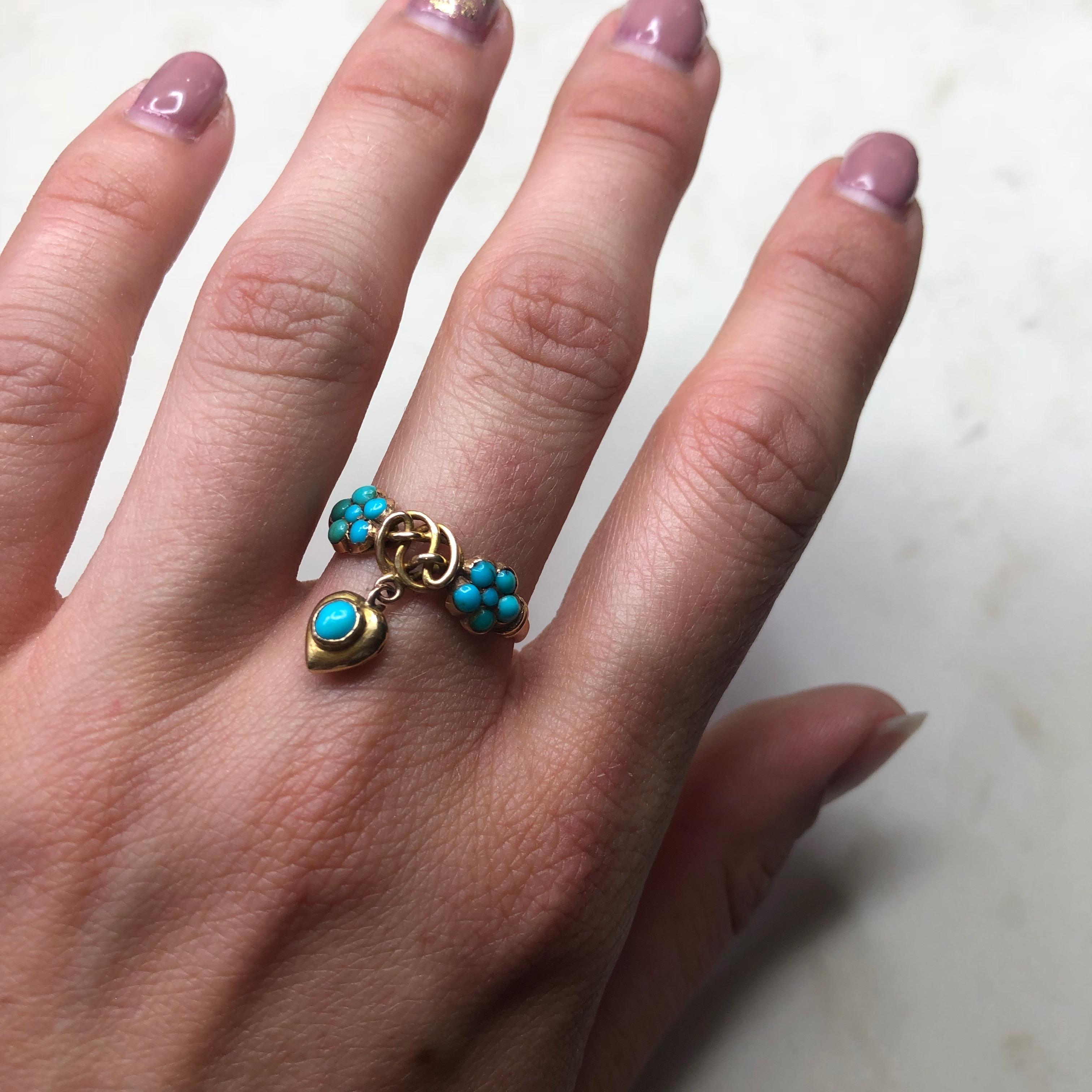 Vintage 15 Carat Gold Turquoise Lover's Knot Ring 4