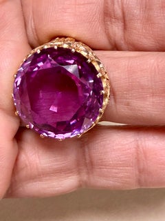 Vintage 15 Karat runder Amethyst-Cocktailring aus 18 Karat Gelbgold, 13,4 Gramm