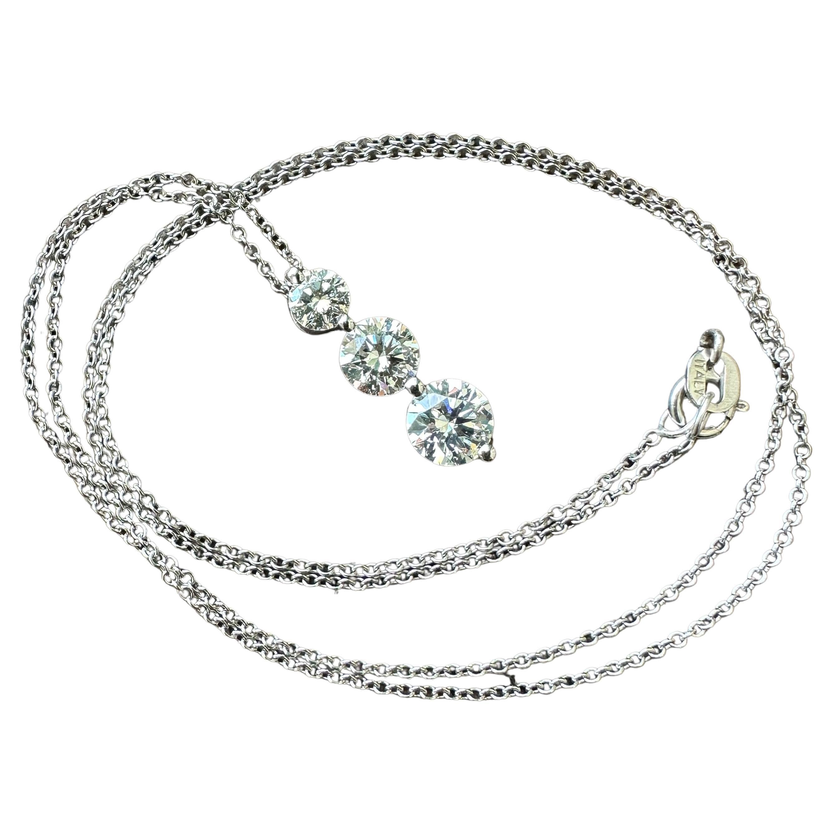 Vintage 1.5 ct Diamond 18K Pendant Necklace  For Sale