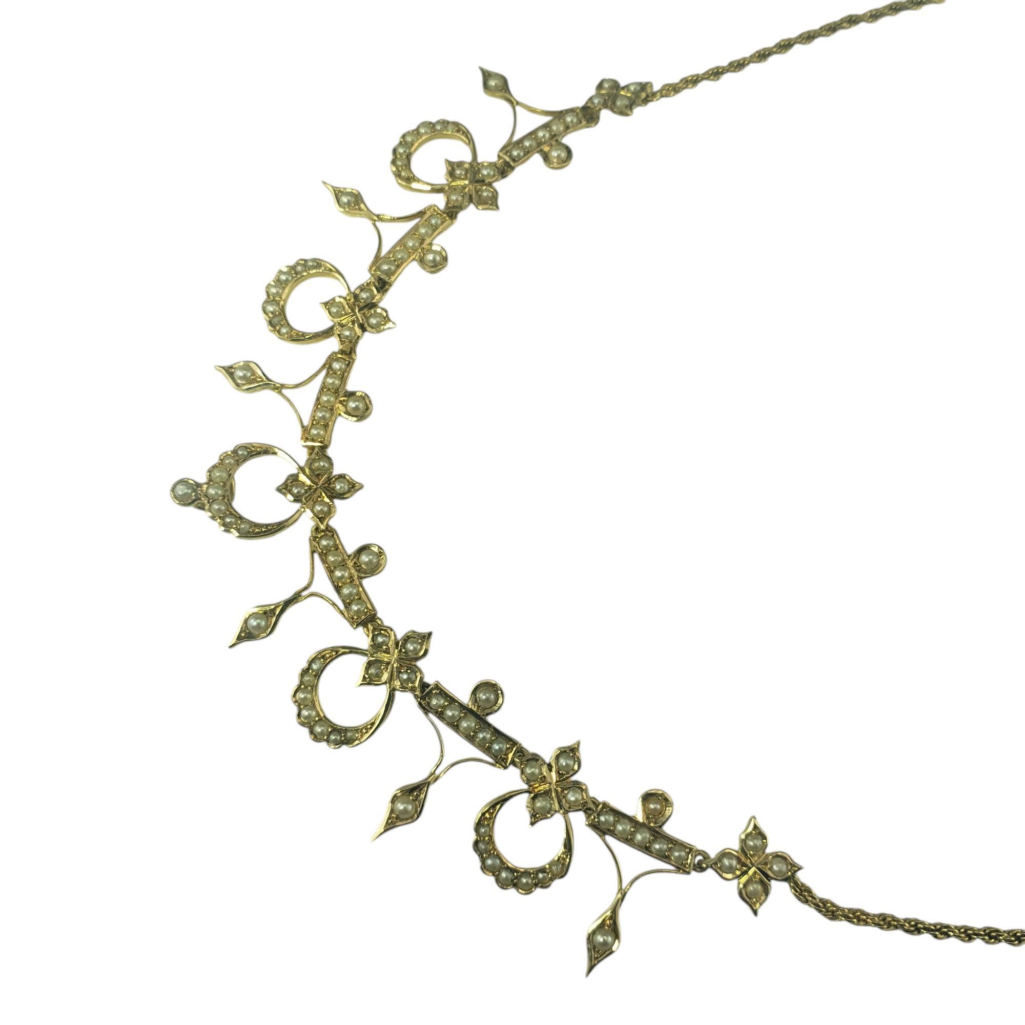 Perlina Collana vintage in oro giallo 15 carati e perle di mare #19594 in vendita