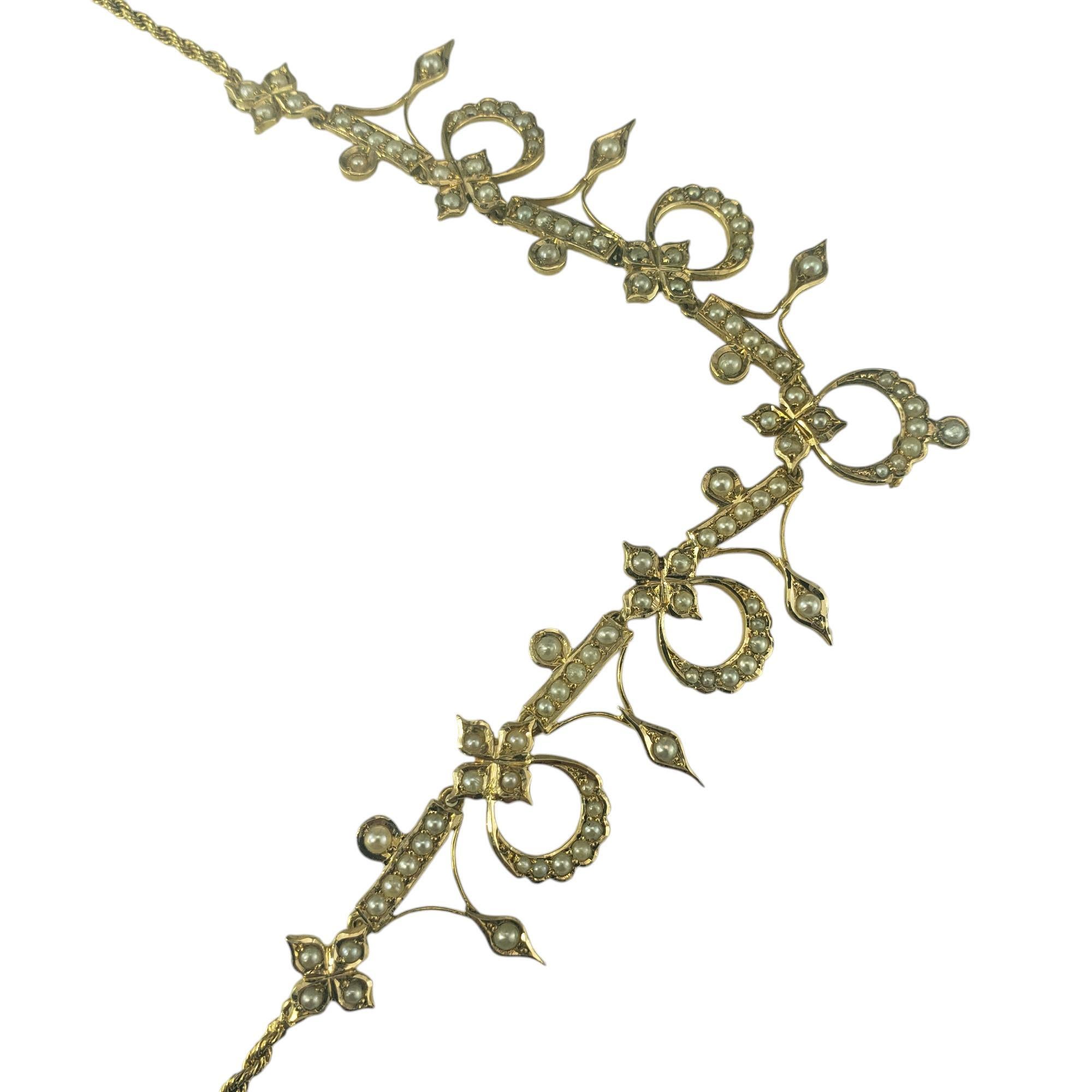 Collana vintage in oro giallo 15 carati e perle di mare #19594 In condizioni buone in vendita a Washington Depot, CT