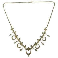 Vintage 15 Karat Yellow Gold and Seed Pearl Necklace #19594