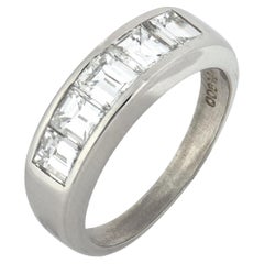 Vintage 1.50 carat carre cut diamond platinum 5 stone band