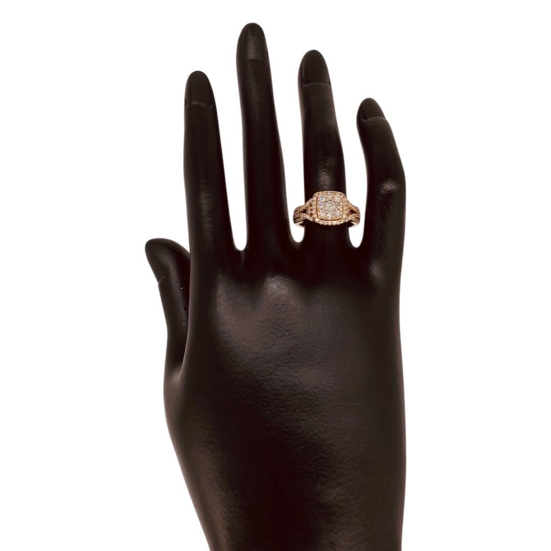 Vintage 1,50 Karat Diamanten Cluster-Ring 14k Roségold Damen im Angebot