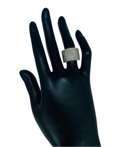 Vintage 1.50 Carat Diamonds Wide Ring 18k White Gold