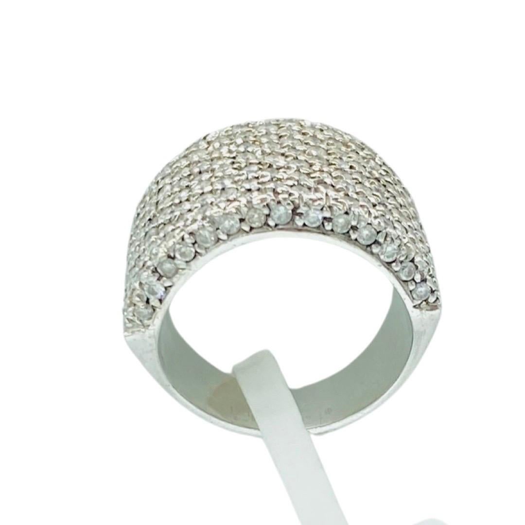 Round Cut Vintage 1.50 Carat Diamonds Wide Ring 18k White Gold For Sale