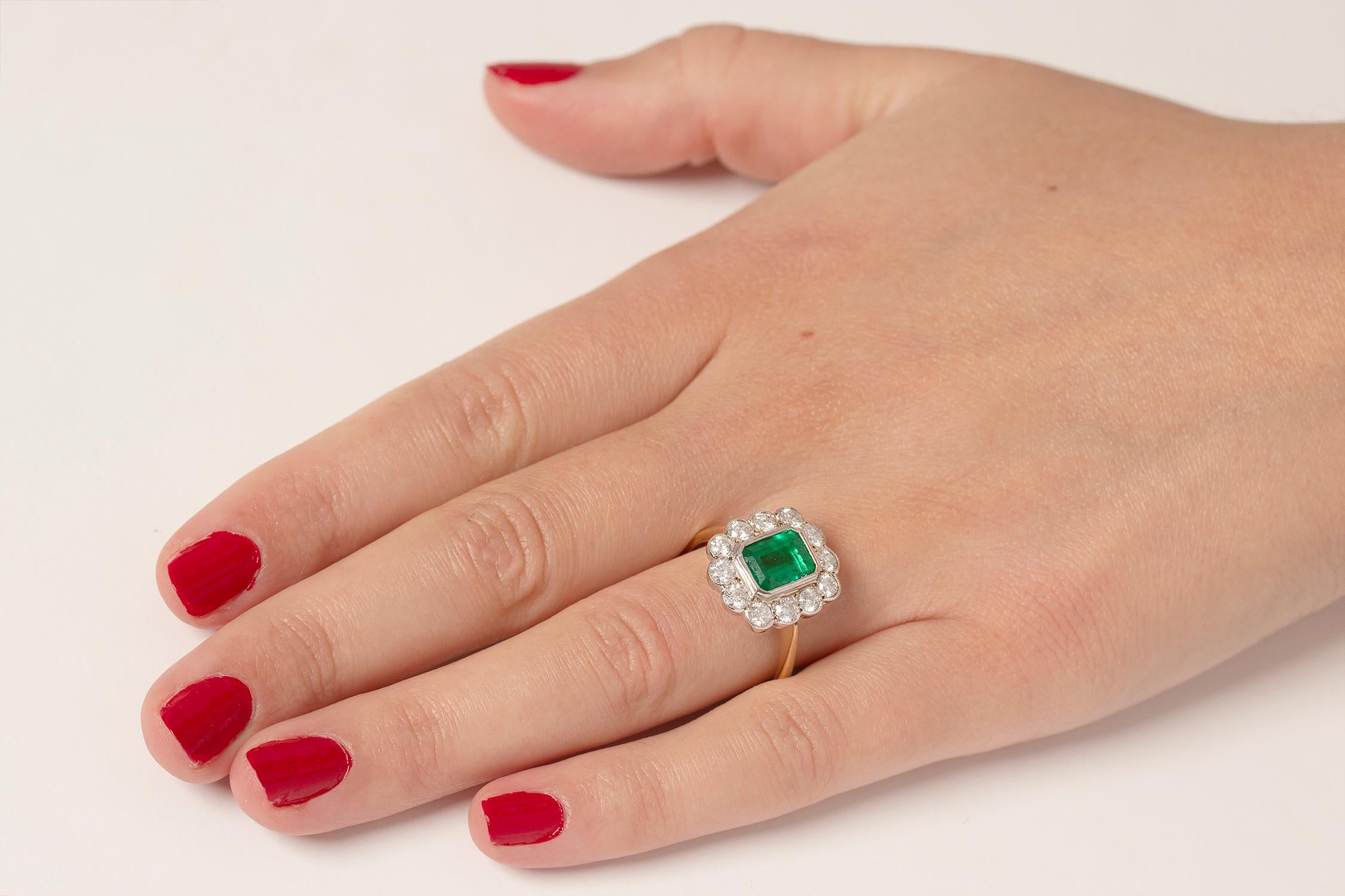 Vintage 1.50 Carat Emerald and Diamond Ring, circa 1970s 1