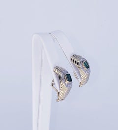 Vintage 1.50 Carat Emerald and Diamonds 18 Karat Gold Cluster Earrings
