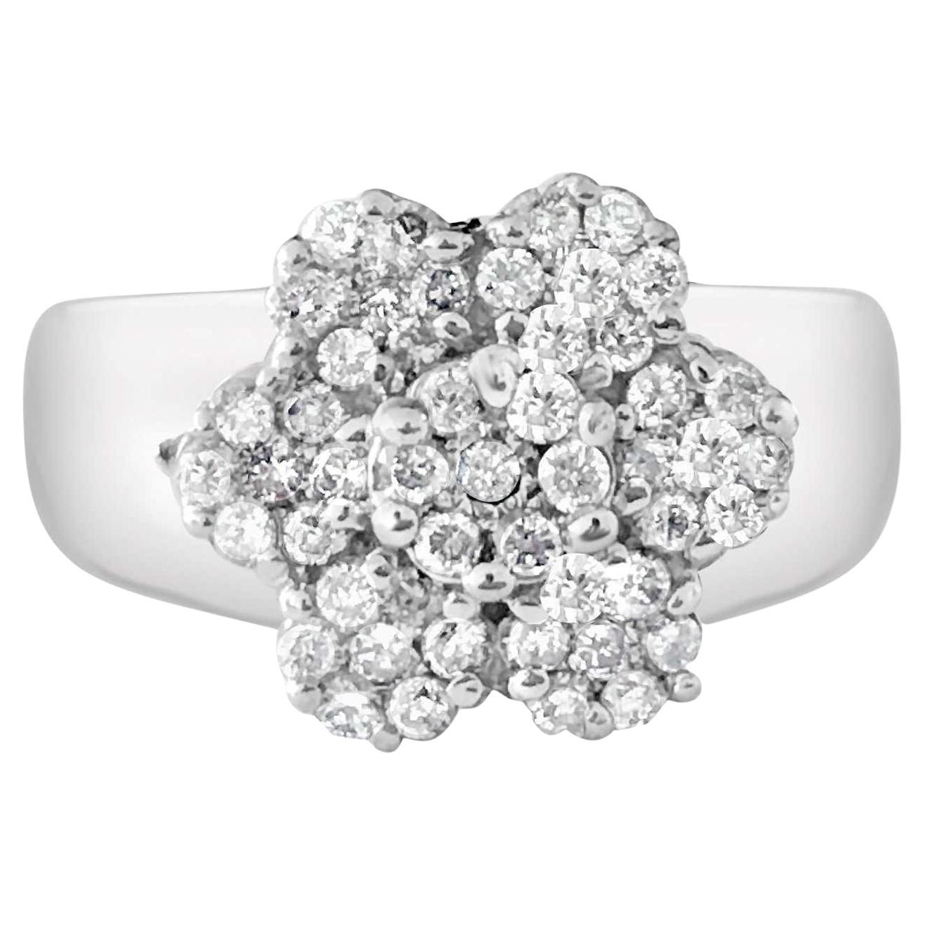 Vintage 1.50 Carat Flower Inspired Brilliant Diamonds and Gold