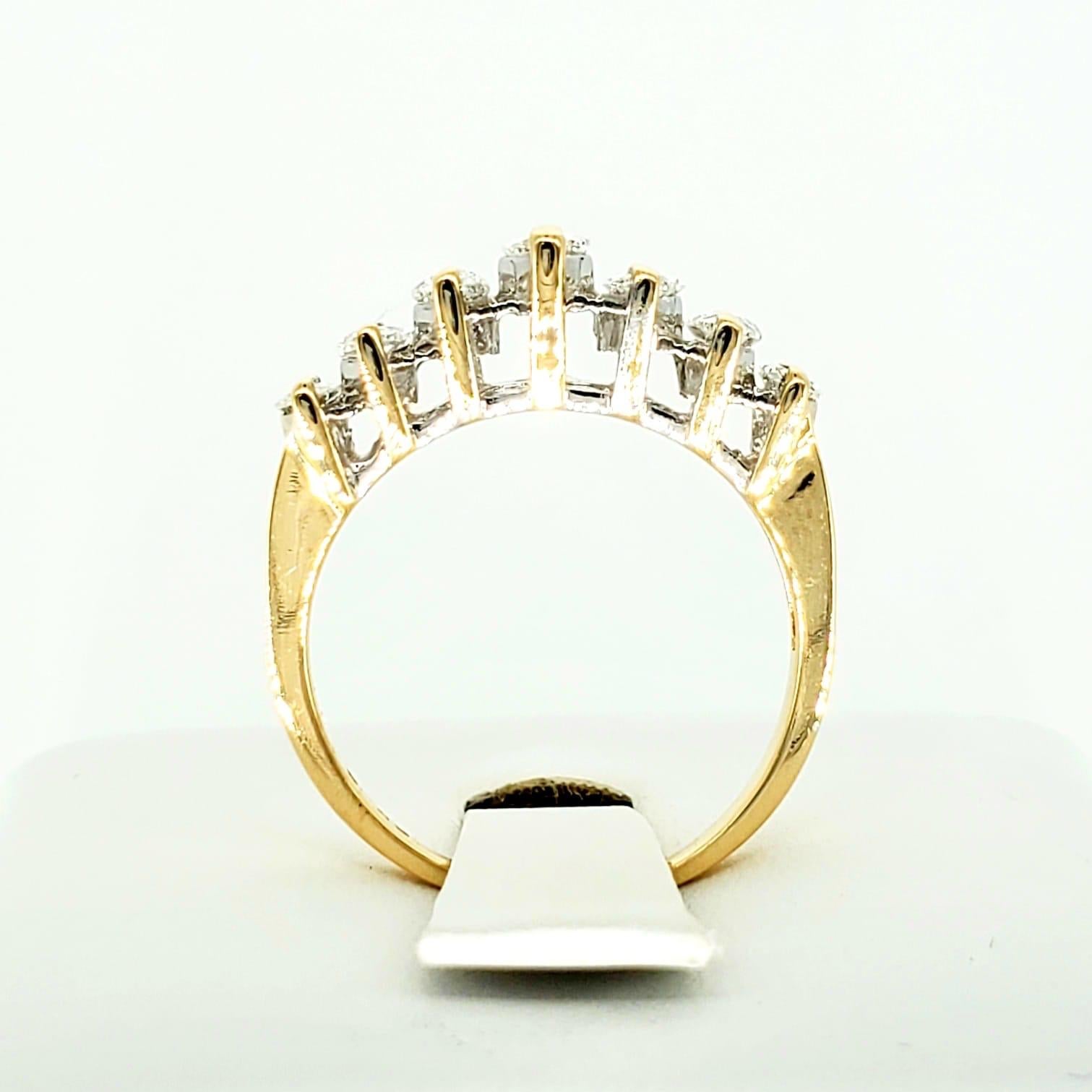 Anello mezza eternità vintage con diamante Marquise da 1,50 carati 14 carati in vendita 1