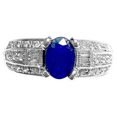 Vintage 1.50 Carat Natural Blue Sapphire Diamond Ring