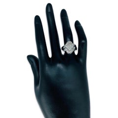 Vintage 1.50 Carat Princess & Round Cut Diamonds Cluster Ring 14k White Gold