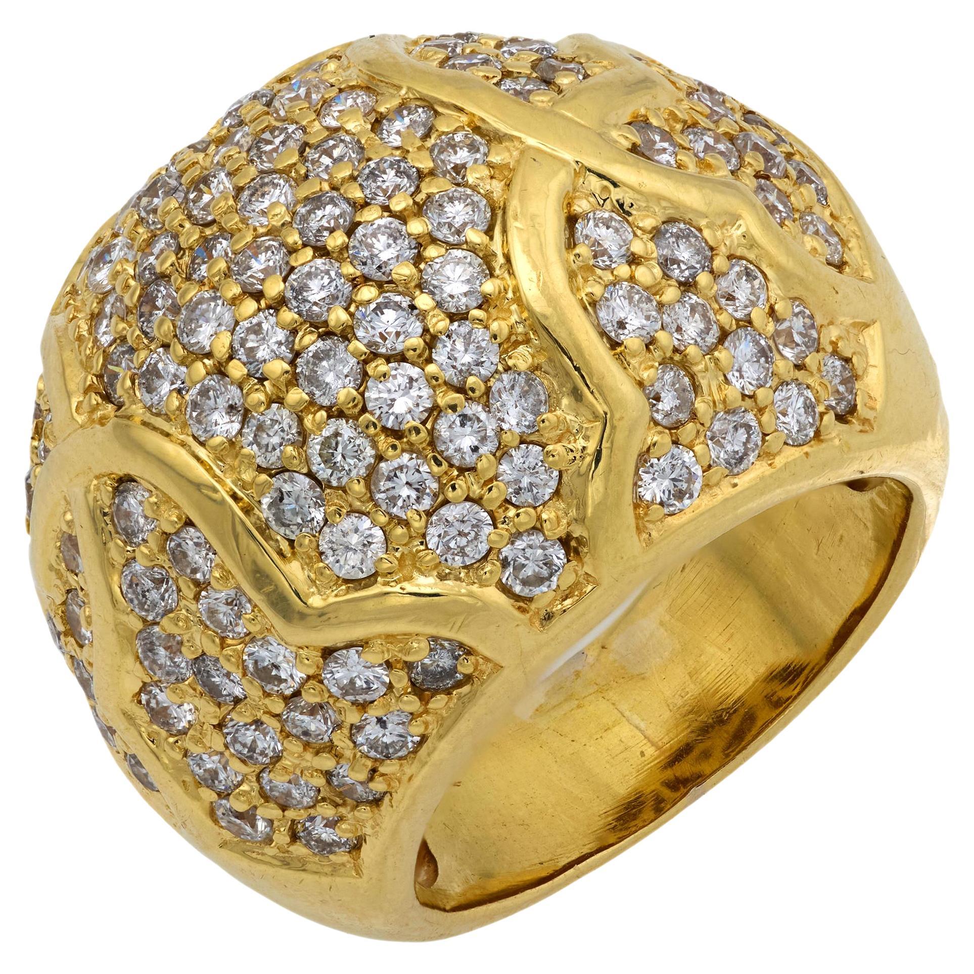 Bague de cocktail vintage en or jaune 18k avec un diamant de 1,50 carat de poids total