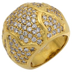 Vintage 1,50 Karat Gesamtgewicht Diamant 18k Gelbgold Cocktailring
