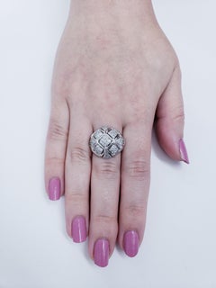 Vintage 1.50 Carat Diamonds 18 Karat White Gold Dome Ring