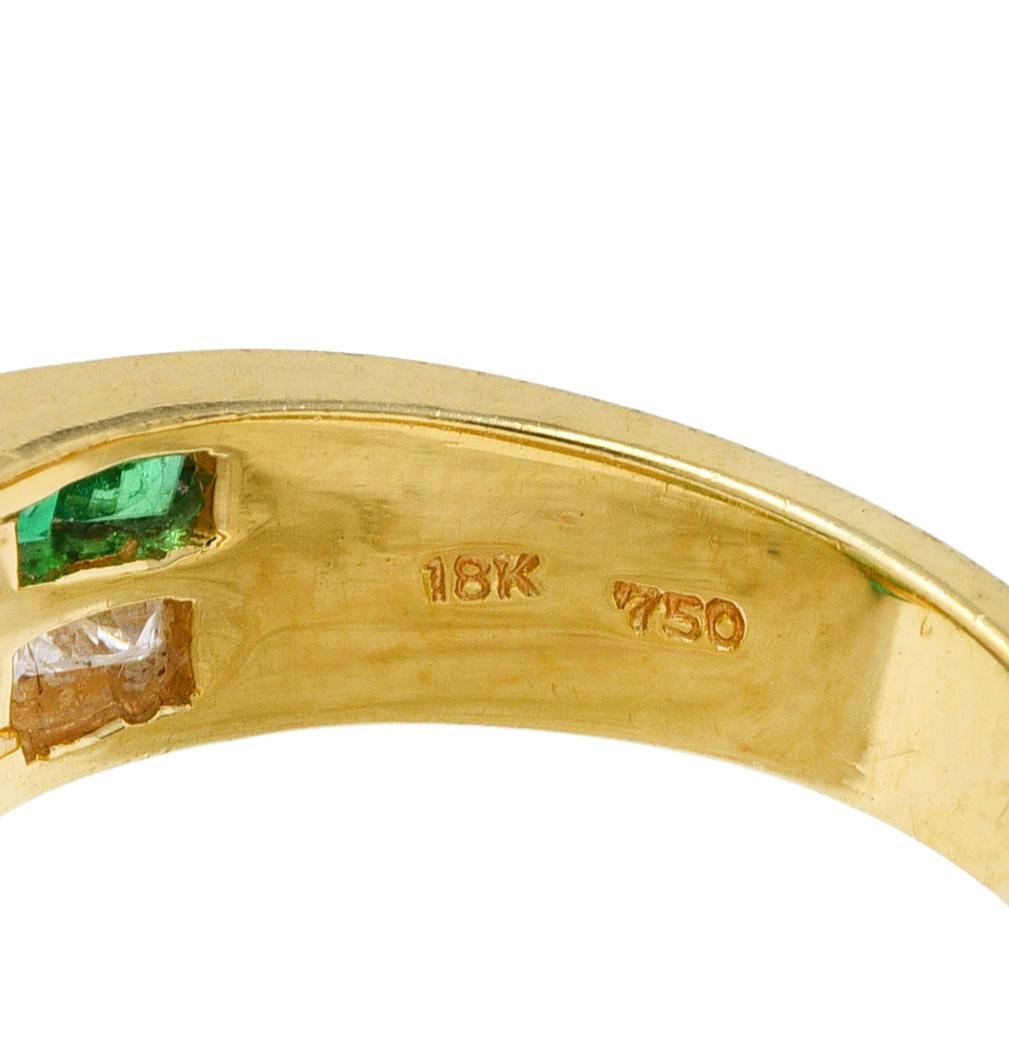 Vintage 1.50 Carats Emerald Diamond 18 Karat Yellow Gold Channel Band Ring In Excellent Condition In Philadelphia, PA