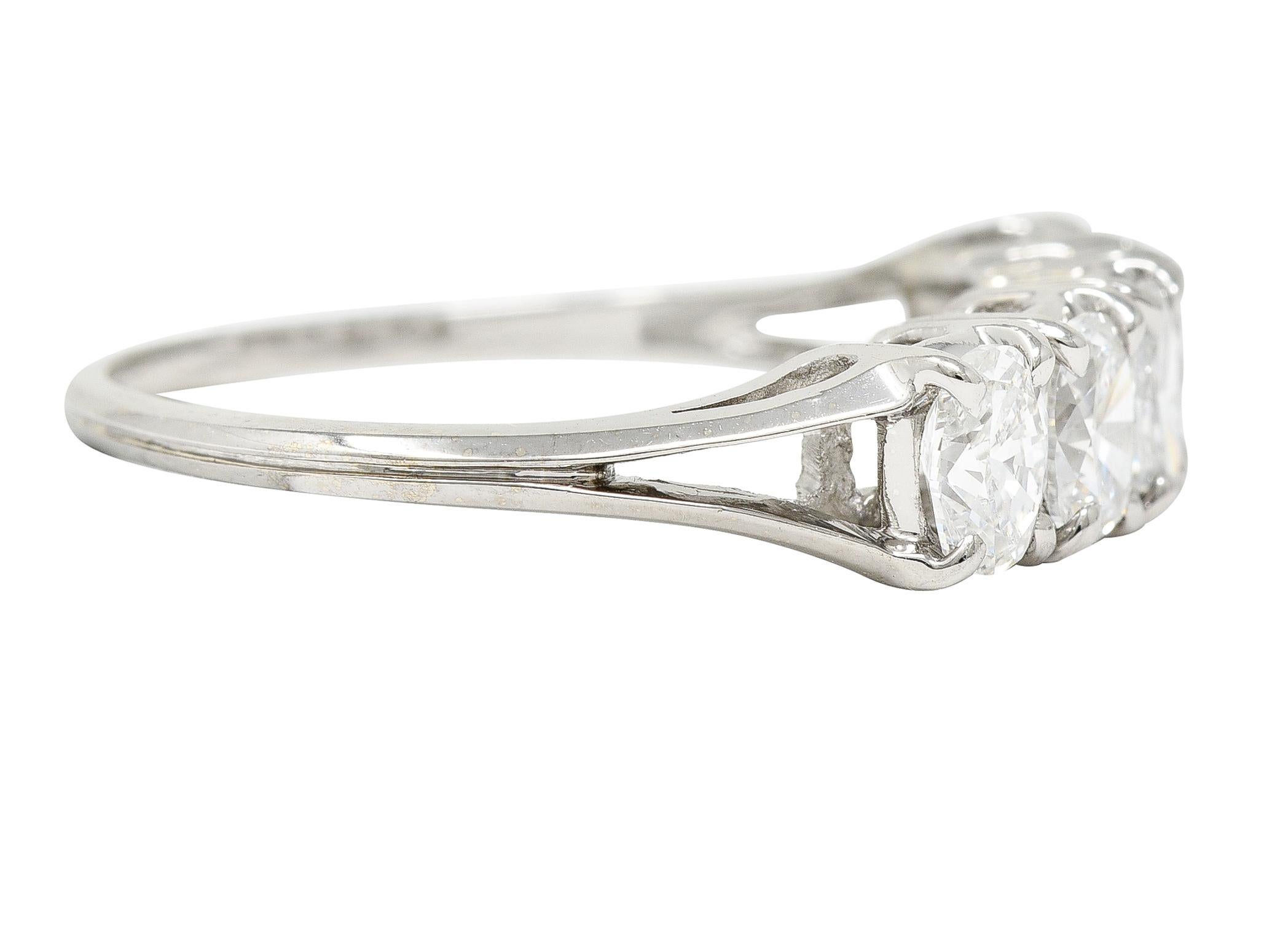 Contemporary Vintage 1.50 Carats Oval Diamond 14 Karat White Gold Band Ring