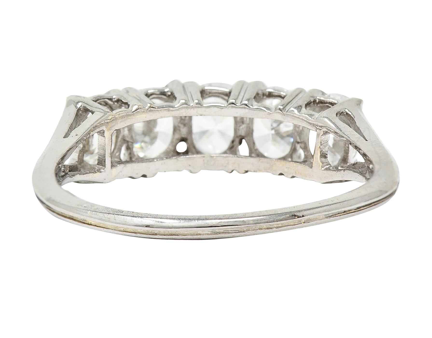 Oval Cut Vintage 1.50 Carats Oval Diamond 14 Karat White Gold Band Ring