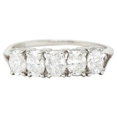 Vintage 1.50 Carats Oval Diamond 14 Karat White Gold Band Ring