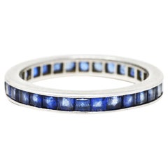 Vintage 1.50 Carats Sapphire Platinum Channel Band Ring