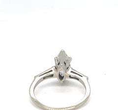 Vintage 1.50 Ctw Marquise Diamond Solitaire Ring with Tapered Baguettes in 14kt