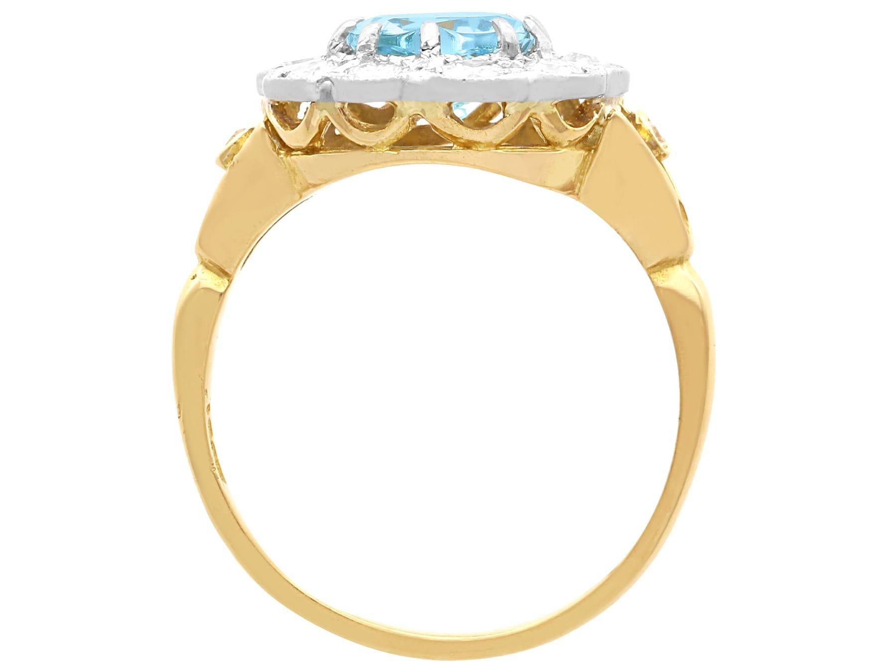 Women's or Men's Vintage 1.50Ct Aquamarine 0.88Ct Diamond 18k Yellow Gold Dress Ring Circa 1980 For Sale