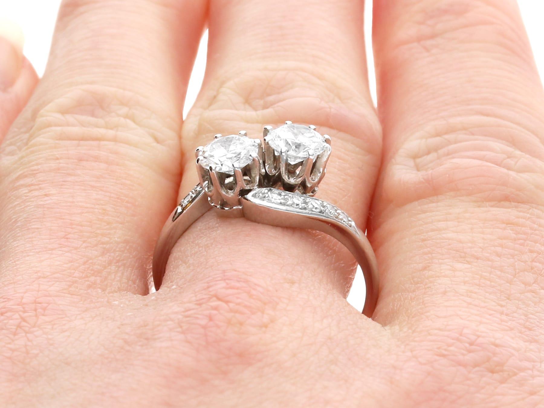 Vintage 1.50ct Diamond and 18k White Gold Twist Ring Circa 1960 For Sale 7