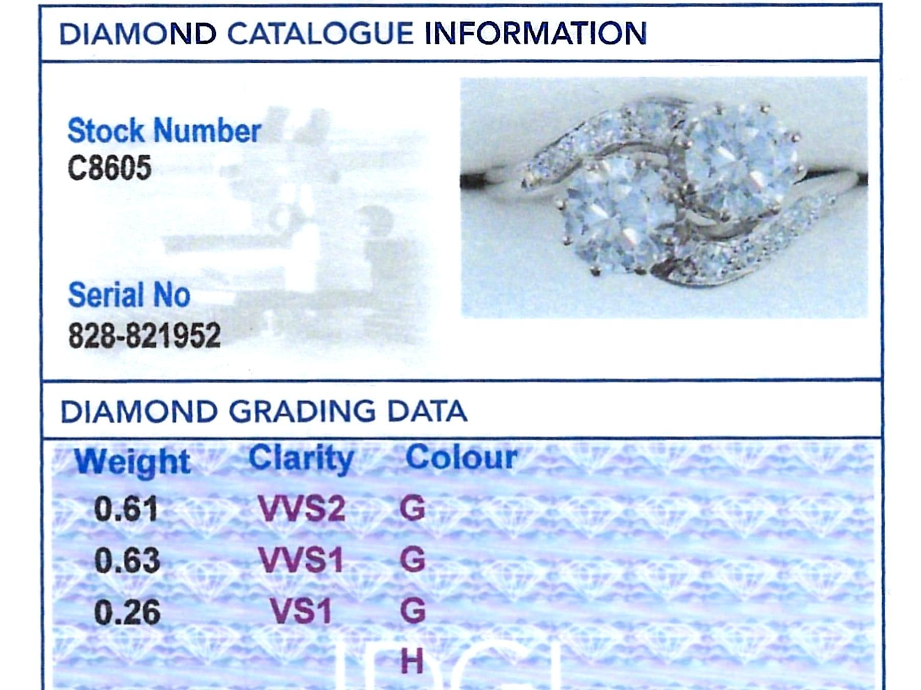 Vintage 1.50ct Diamond and 18k White Gold Twist Ring Circa 1960 For Sale 8