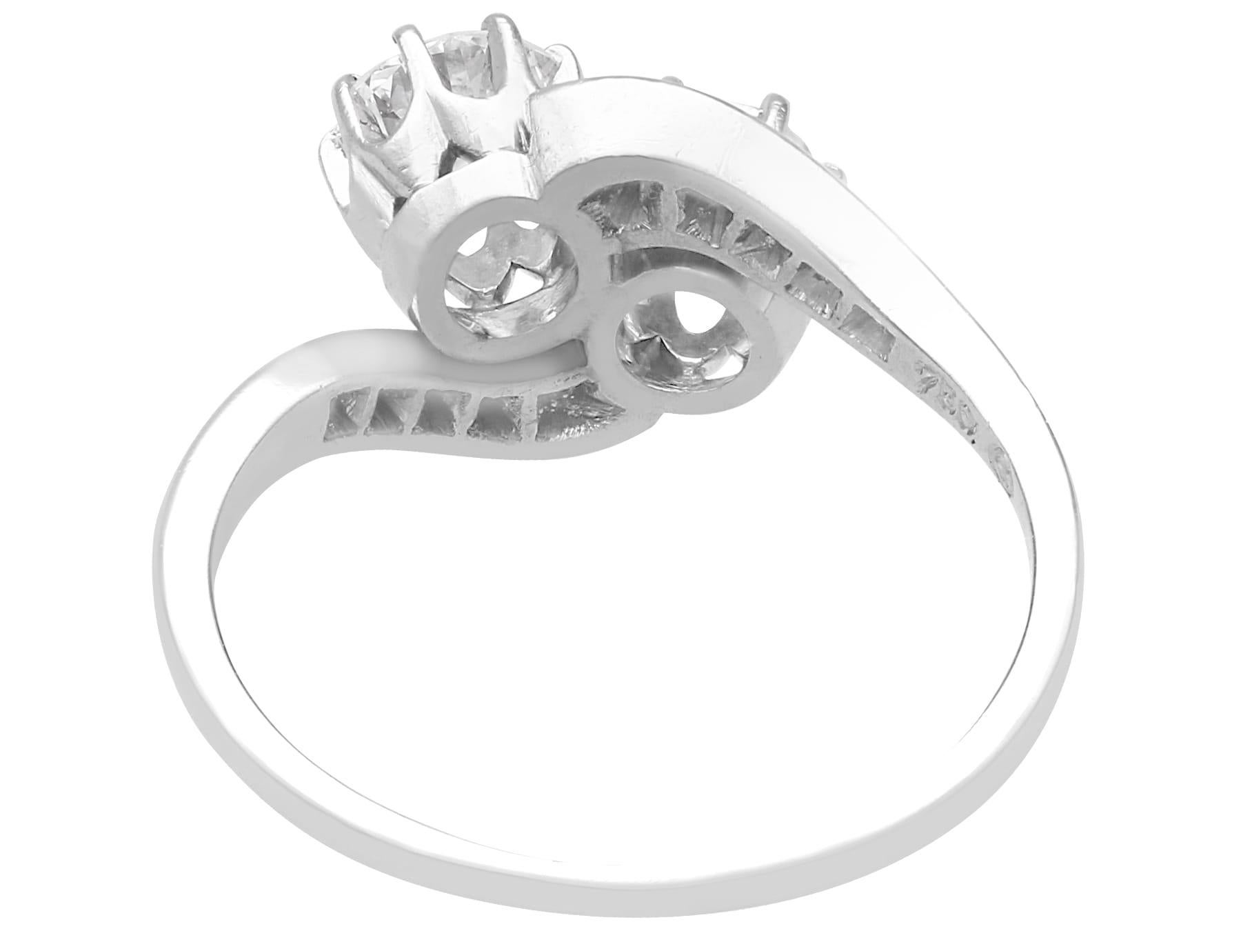 Vintage 1.50ct Diamond and 18k White Gold Twist Ring Circa 1960 For Sale 2