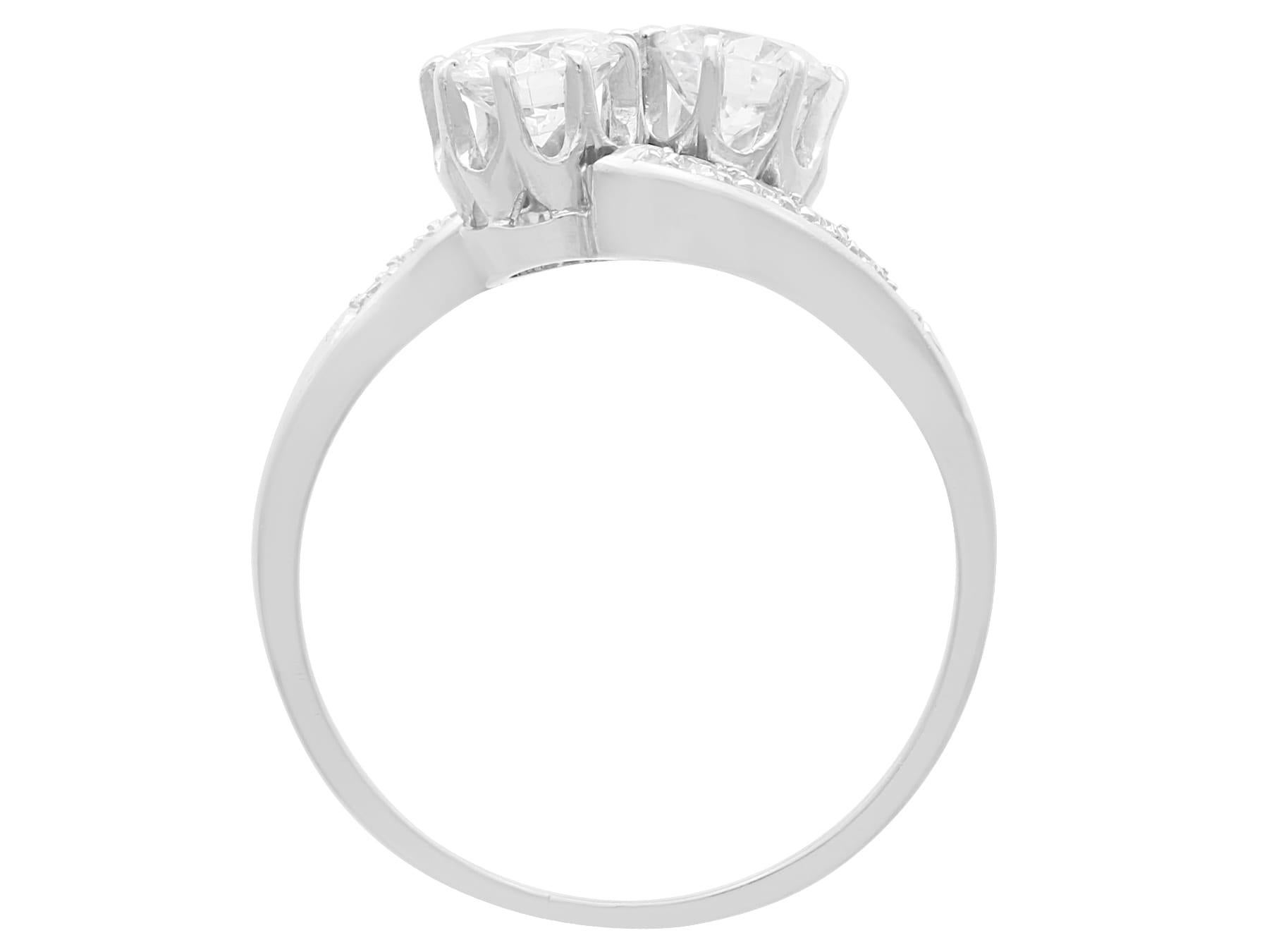 Vintage 1.50ct Diamond and 18k White Gold Twist Ring Circa 1960 For Sale 3