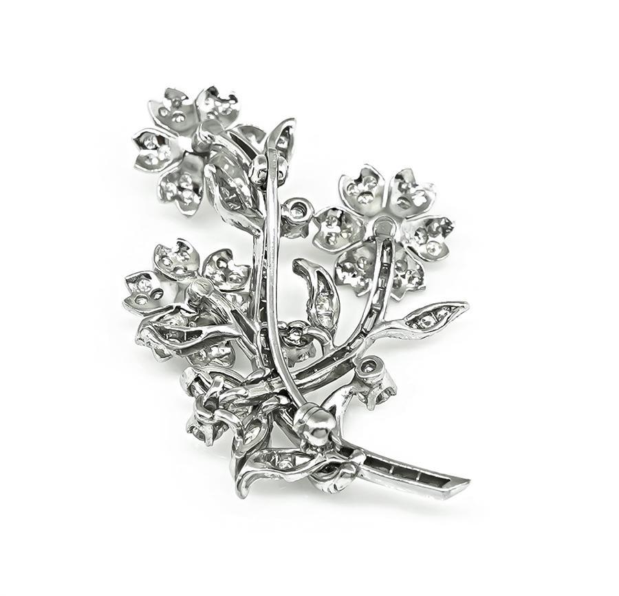 Vintage 1.50ct Diamond Flower Pin In Good Condition For Sale In New York, NY