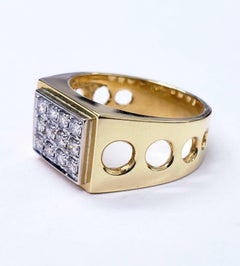 Vintage 1.50 Carat Diamond Square Design Statement 14 Karat Gold Ring