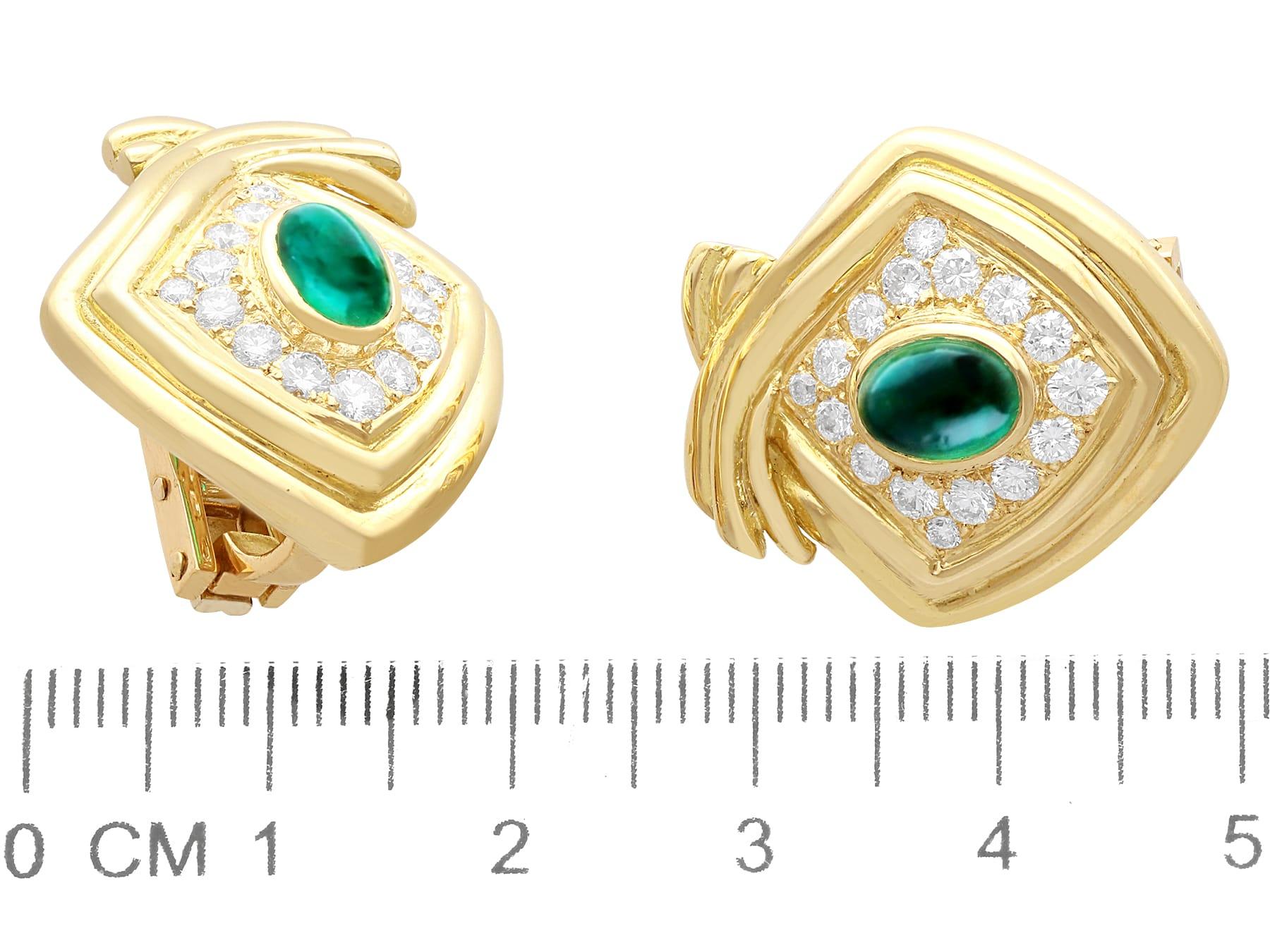 Vintage 1.50ct Emerald and 1.10ct Diamond 18k Yellow Gold Clip-On Earrings 2