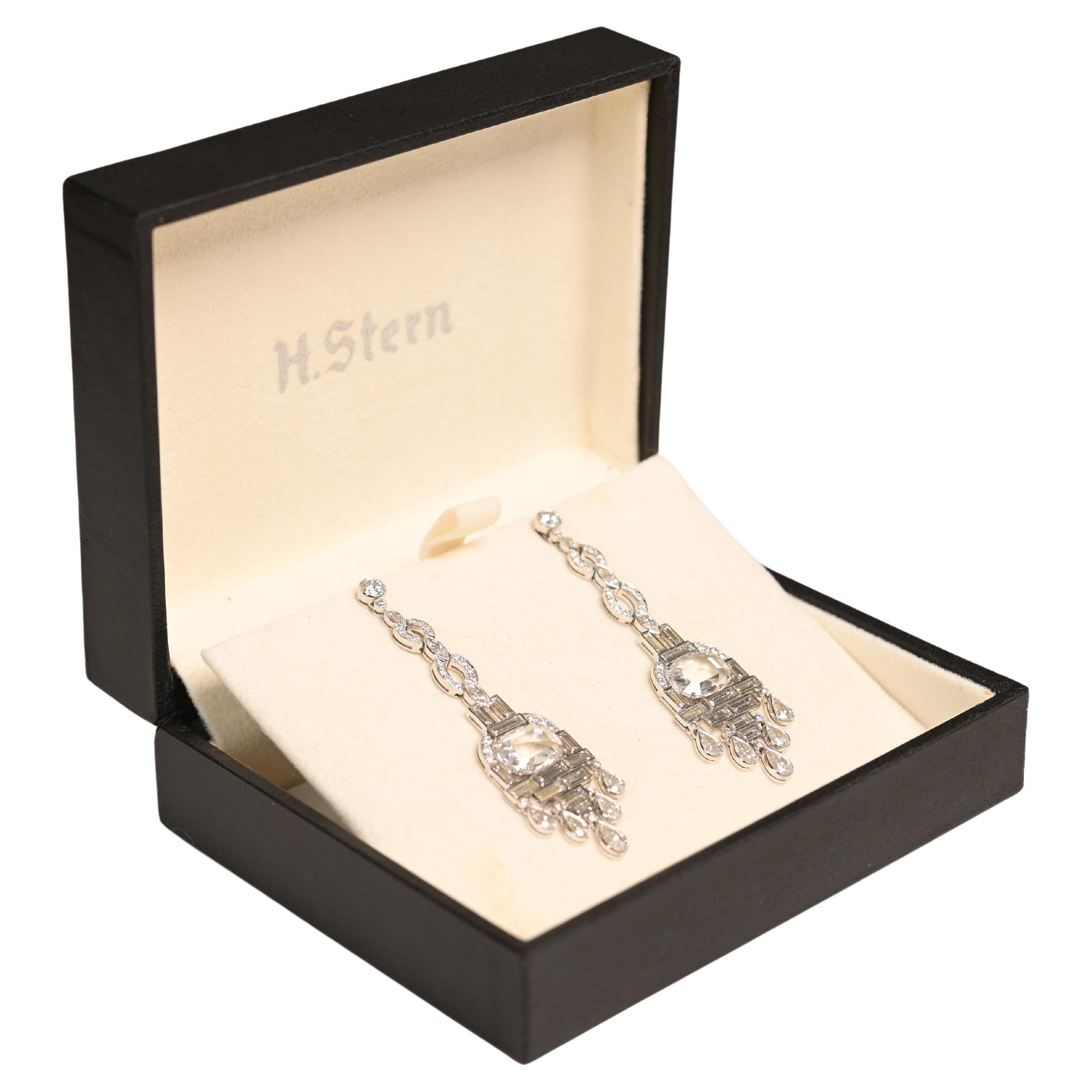 Vintage Rose Cut Diamond Earrings  (Approx 1.5-Carats), G Color, Platinum