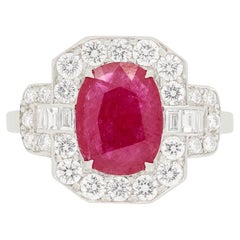 Bague grappe vintage en rubis et diamants de 1,50 carat, années 1960