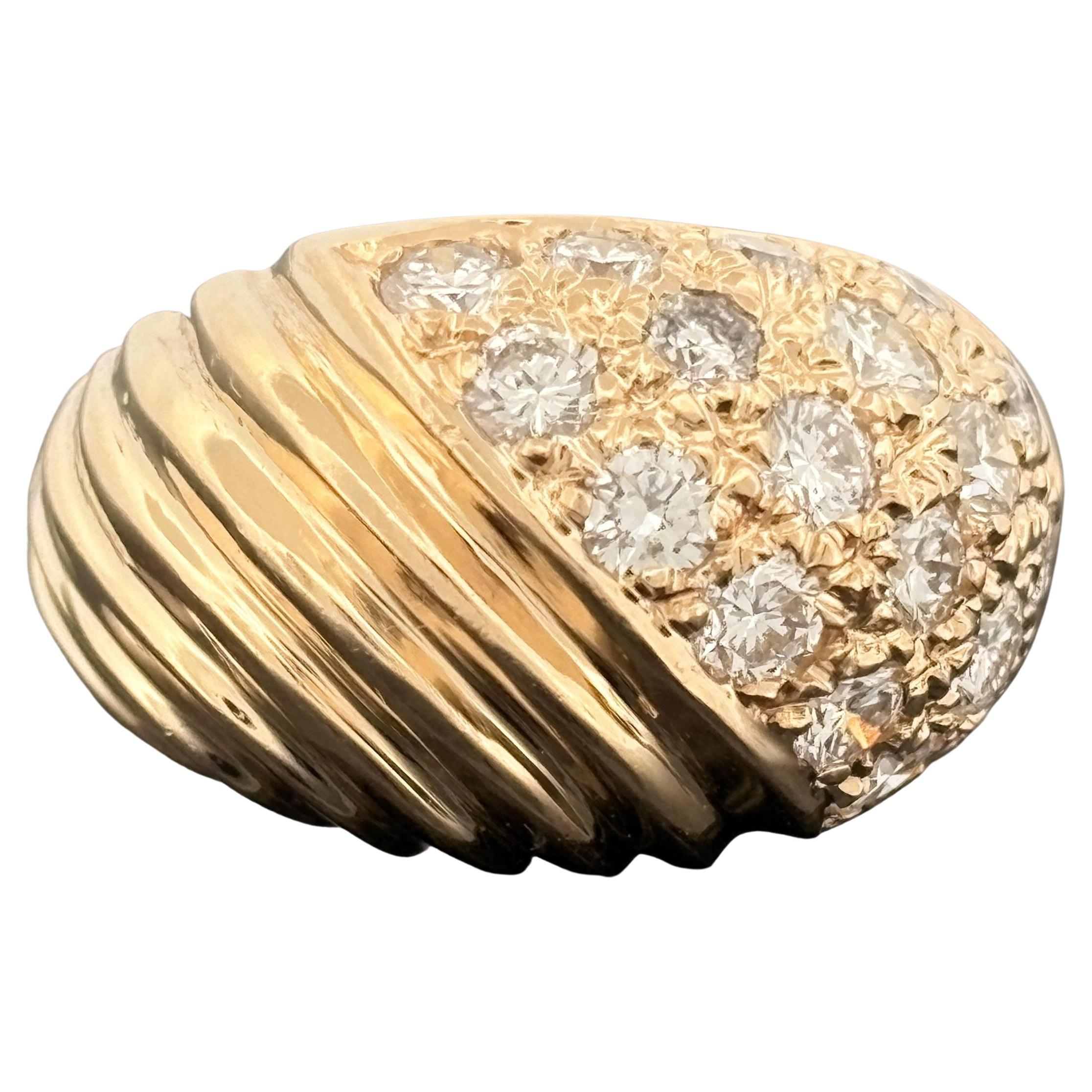 Vintage 1.50ctw Diamond Dome Ring 14k Yellow Gold
