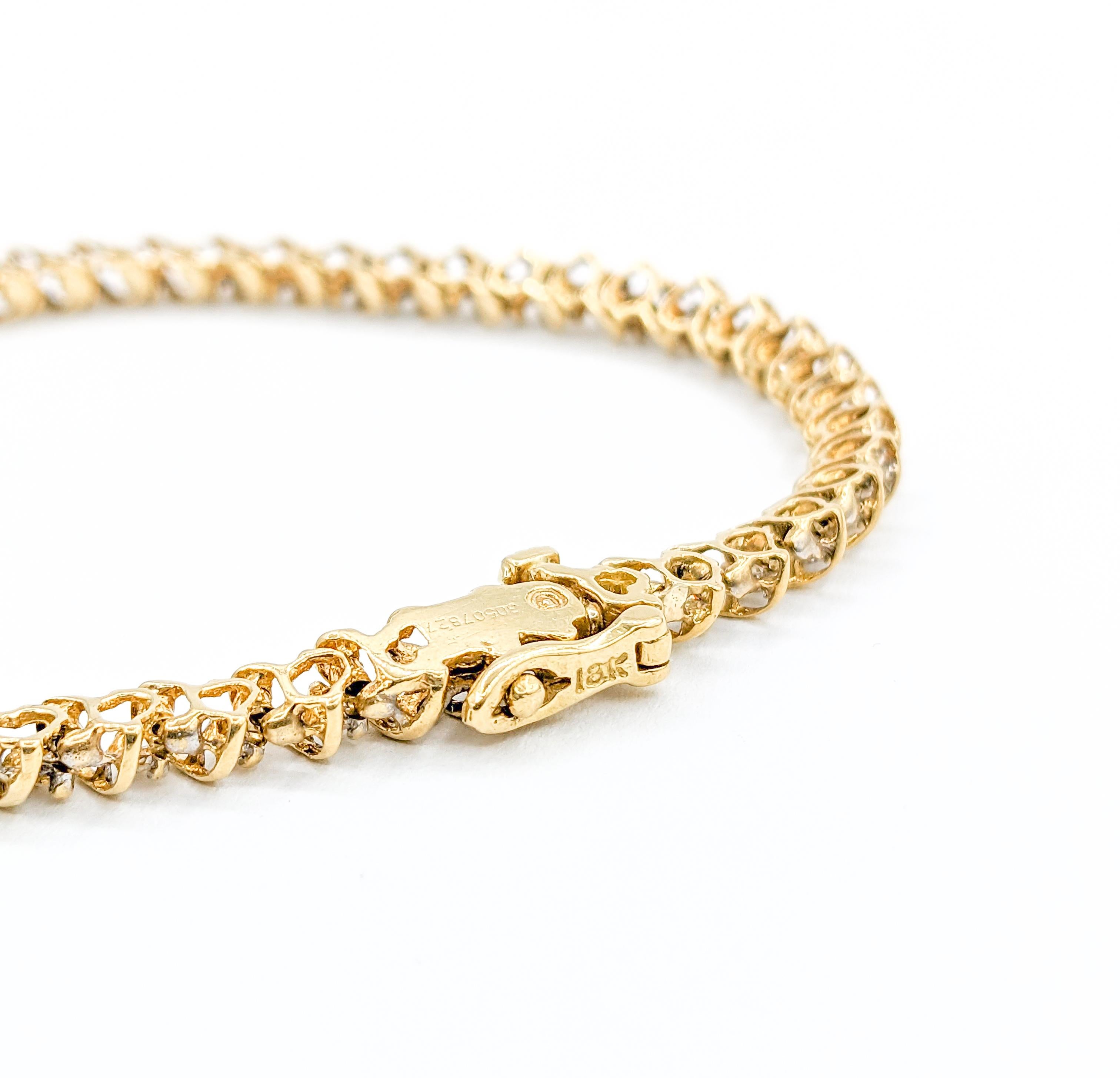 Vintage 1.50ctw Round Diamond Tennis Bracelet in Gold

Introducing an exquisite Vintage Diamond Tennis Bracelet, a timeless piece of elegance and sophistication. Crafted in lustrous 18K Yellow Gold, this bracelet showcases 1.50ctw of glittering