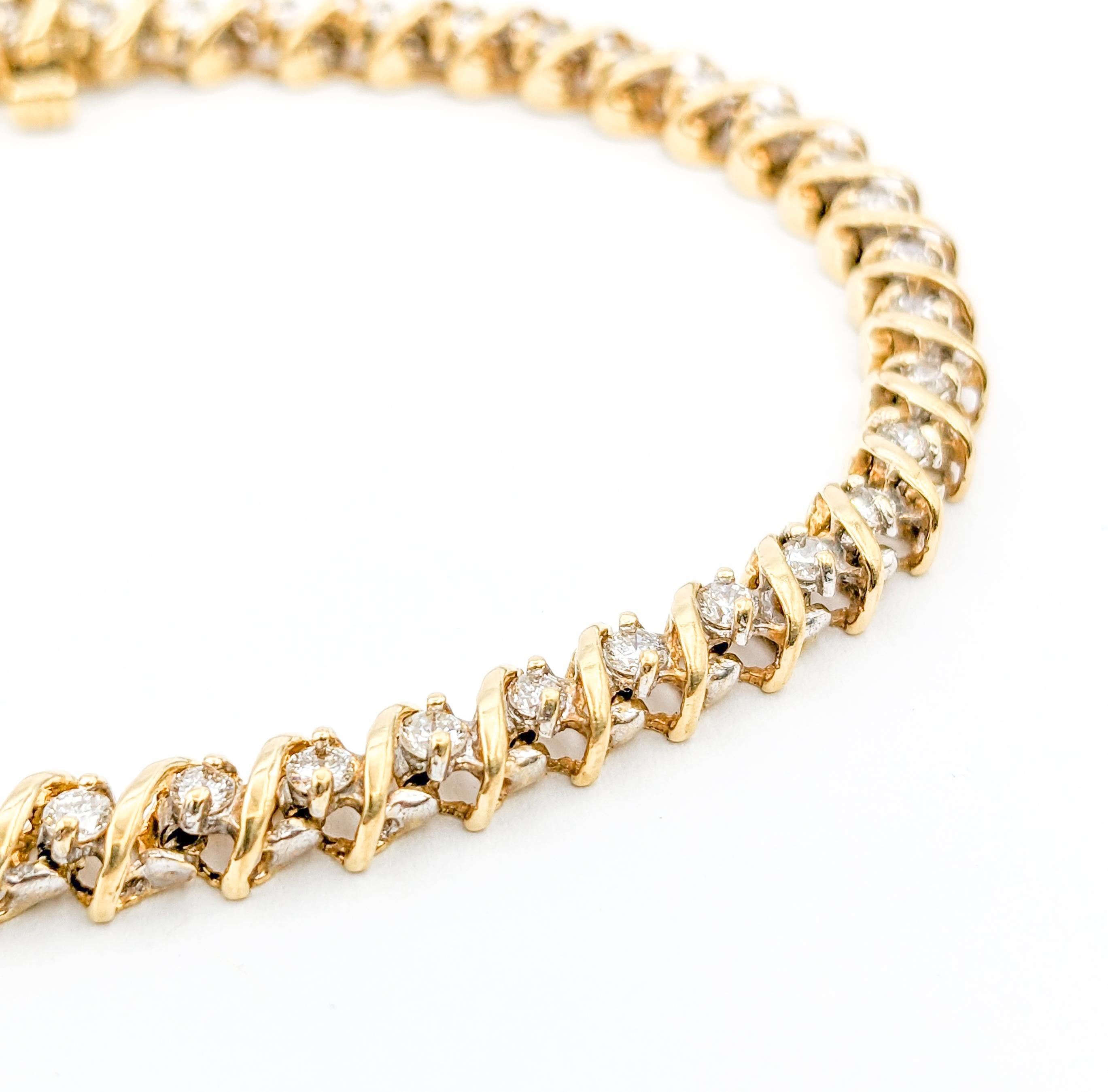Vintage 1.50ctw Round Diamond Tennis Bracelet in Gold For Sale 2