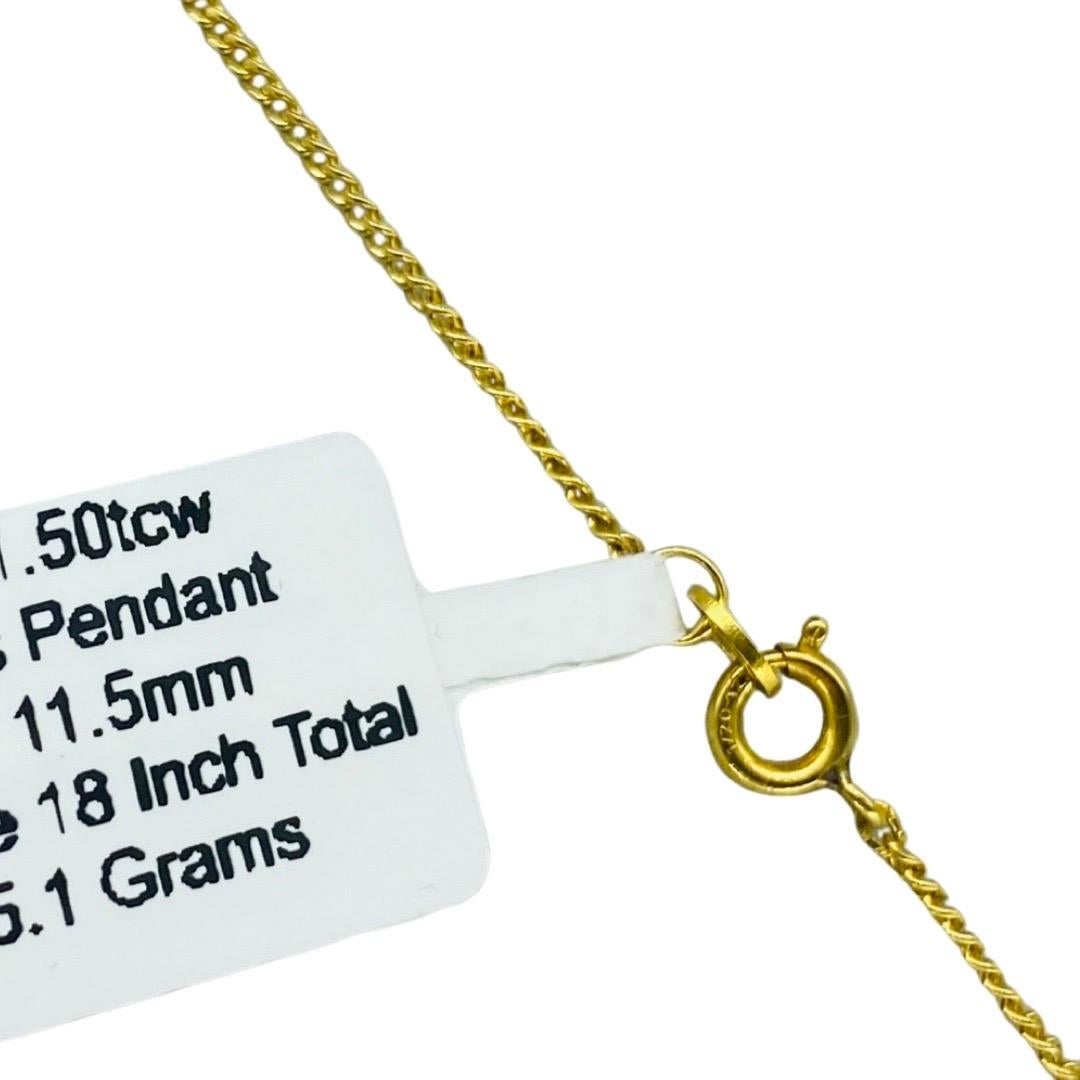 Ciondolo vintage con diamanti rotondi taglio principessa da 1,50tcw in oro 18k In condizioni ottime in vendita a Miami, FL