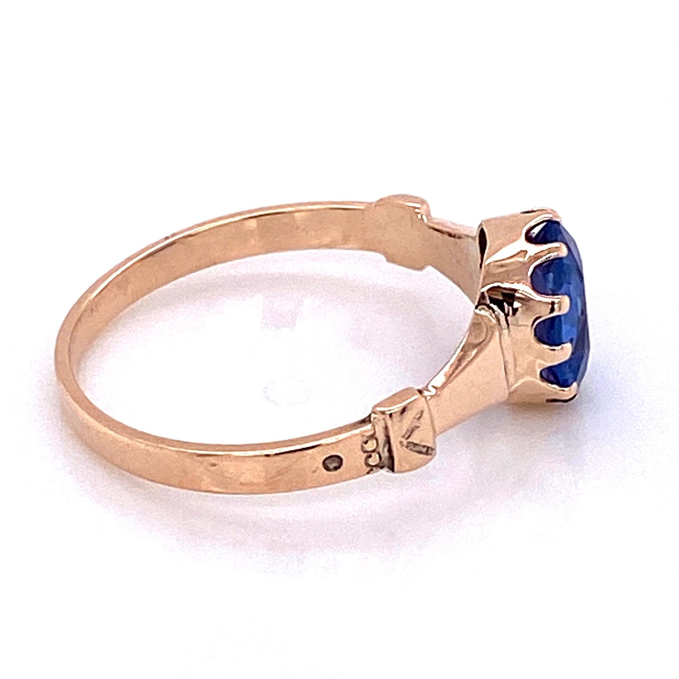 Women's Vintage 1.51 Carat No Heat Blue Sapphire Antique Gold Ring Fine Estate Jewelry For Sale
