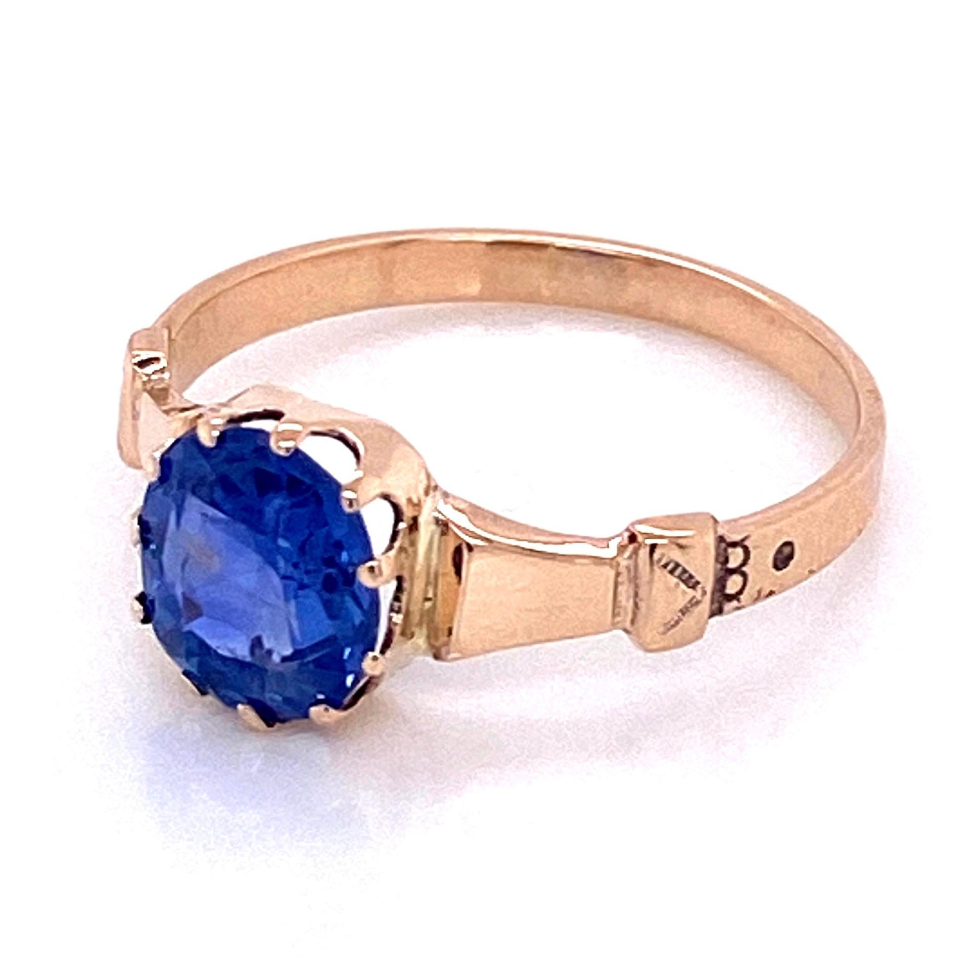 Vintage 1.51 Carat No Heat Blue Sapphire Antique Gold Ring Fine Estate Jewelry en vente 1
