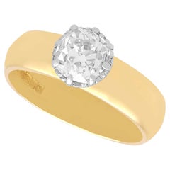 Vintage 1.52 Carat Diamond and 18k Yellow Gold Unisex Solitaire Ring 1972