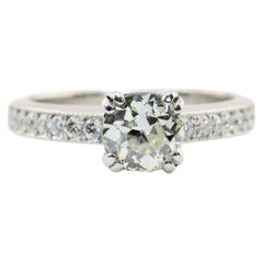 Anello di fidanzamento con diamante aureola nascosta Vintage By 1.52ct taglio europeo in platino