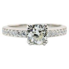 Vintage 1.52ctw Old European Cut Diamond Hidden Halo Engagement Ring in Platinum