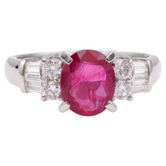 Vintage 1.54 Carat Ruby Diamond Platinum Ring