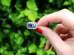 Vintage 1.55 Carat Sapphire and Diamond White Gold Cocktail Ring, circa 1970