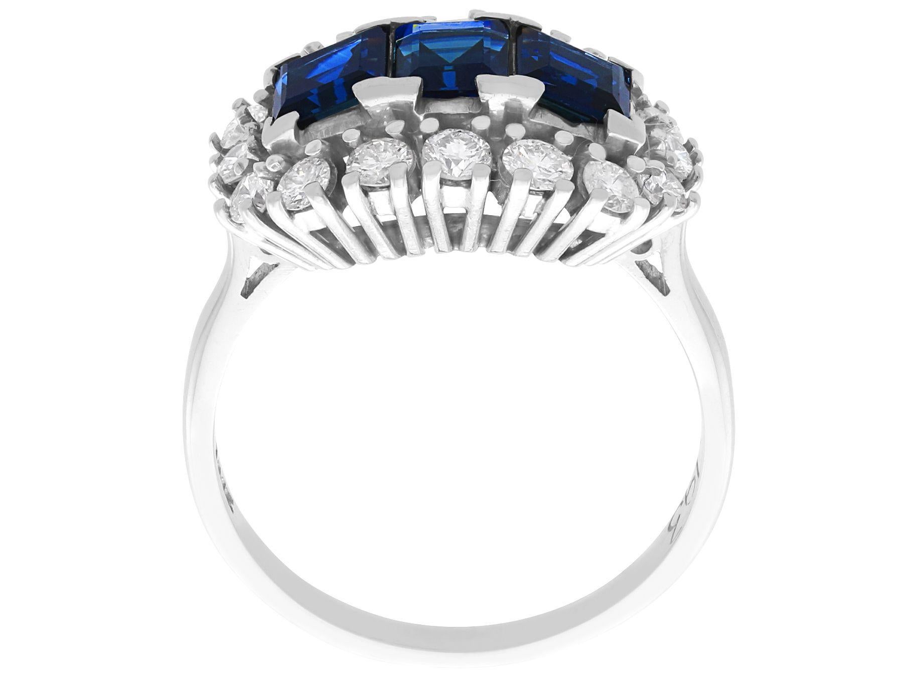 Women's or Men's Vintage 1.55 Carat Sapphire and Diamond White Gold Dress Ring, circa 1970 For Sale