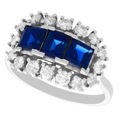 Vintage 1.55 Carat Sapphire and Diamond White Gold Dress Ring, circa 1970