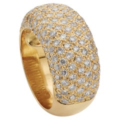 Vintage 1.55ct Diamond Bombé Cocktail Ring in 18K Gold, Circa 1980