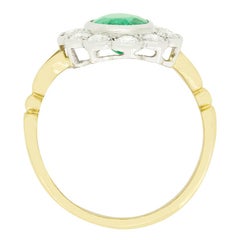 Vintage 1.55ct Emerald and Diamond Cluster Ring, c.1970s